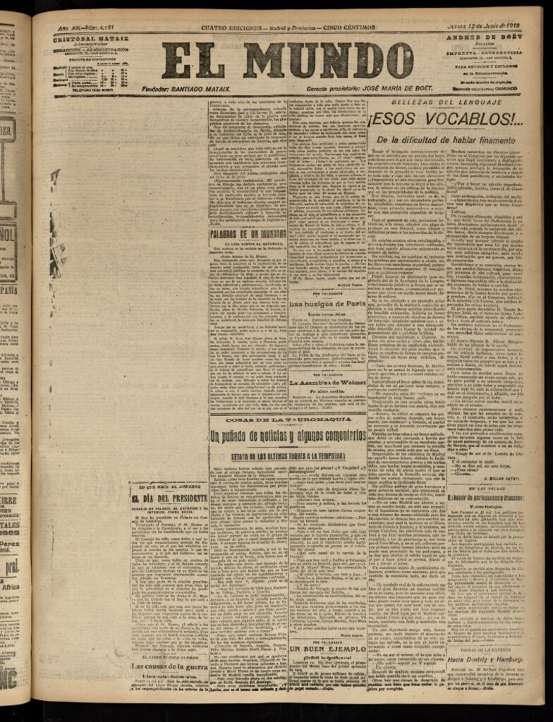 Miniatura de El Mundo del 12 de junio de 1919