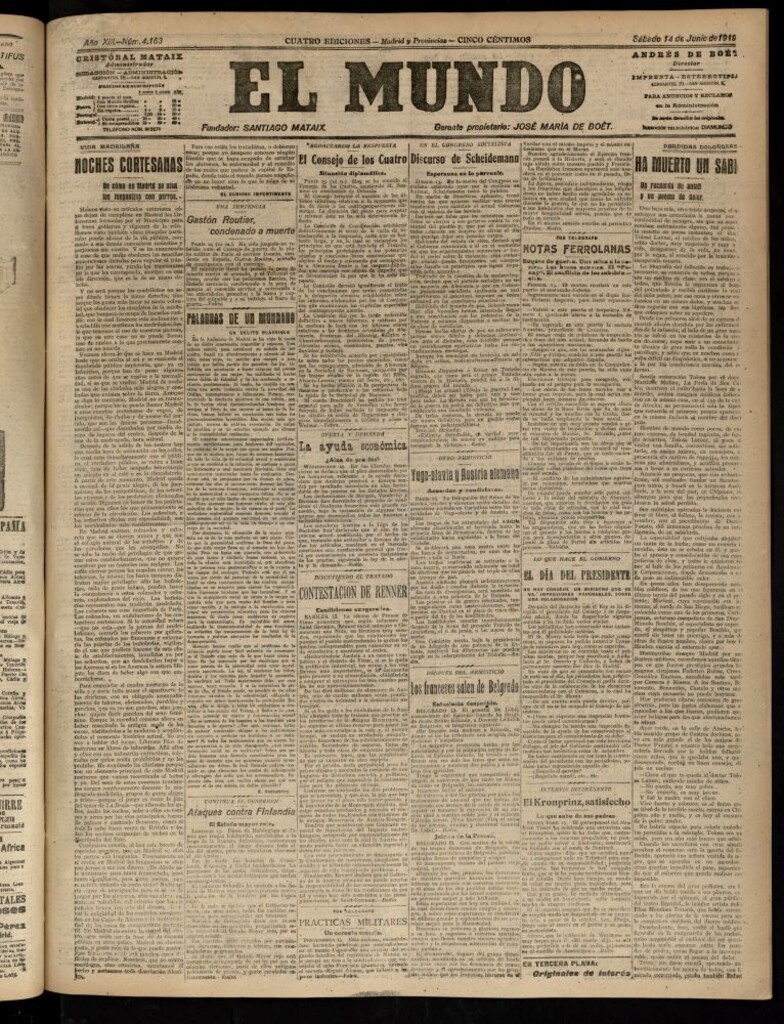 Miniatura de El Mundo del 14 de junio de 1919