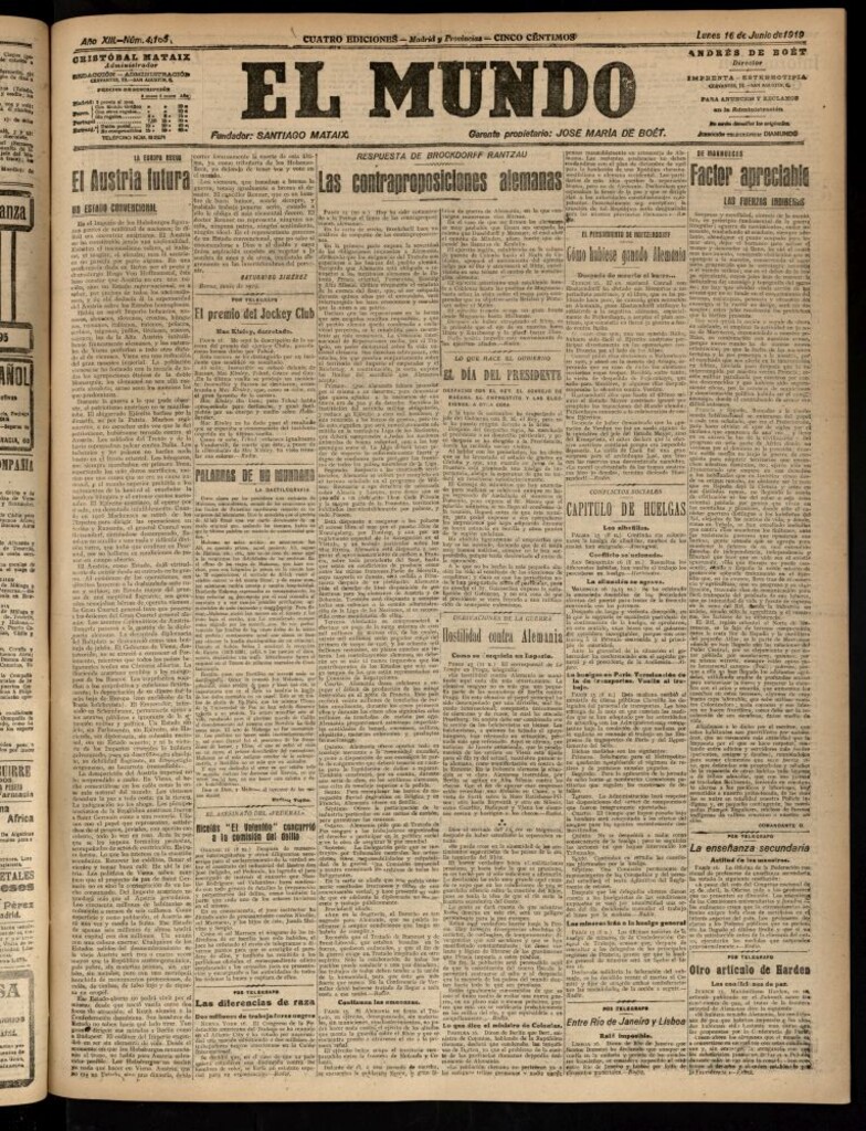 Miniatura de El Mundo del 16 de junio de 1919