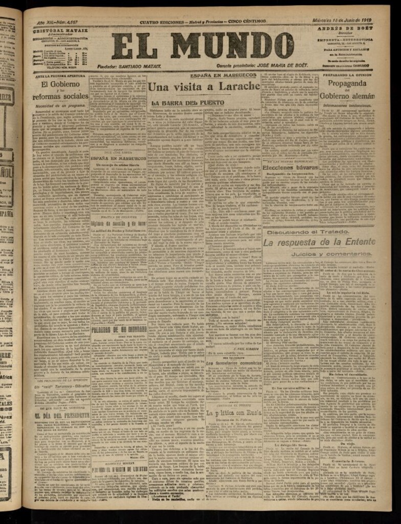 Miniatura de El Mundo del 18 de junio de 1919
