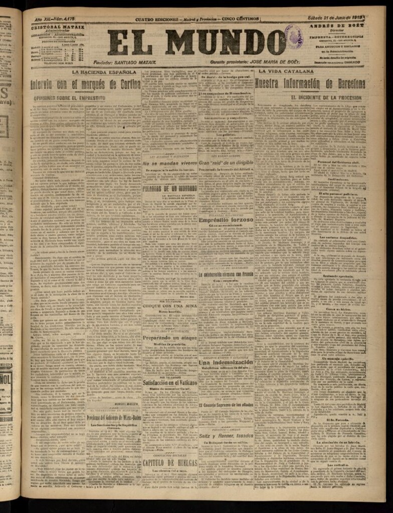 Miniatura de El Mundo del 21 de junio de 1919