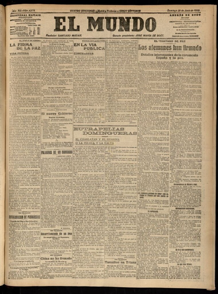 Miniatura de El Mundo del 29 de junio de 1919
