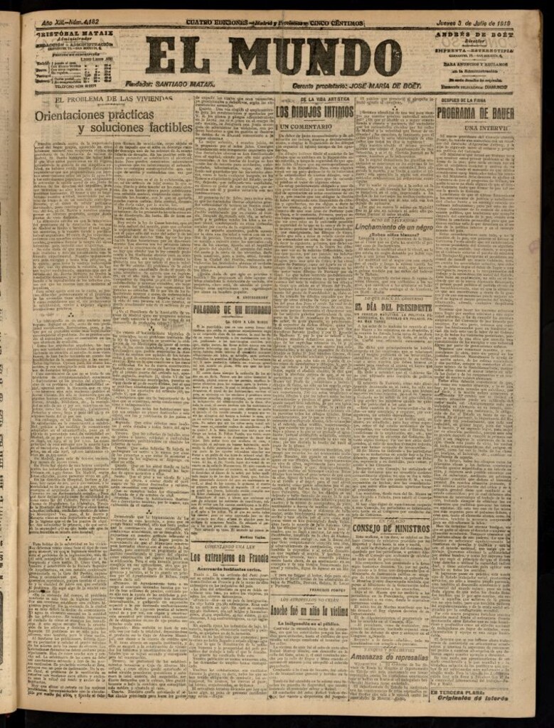 Miniatura de El Mundo del 3 de julio de 1919