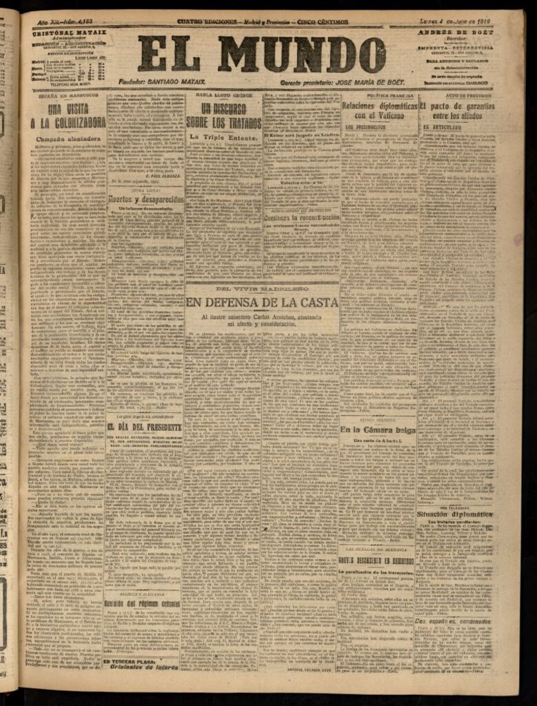 Miniatura de El Mundo del 4 de julio de 1919