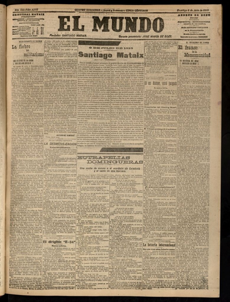 Miniatura de El Mundo del 6 de julio de 1919