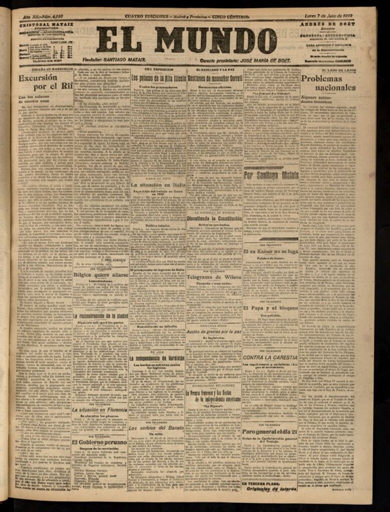 Miniatura de El Mundo del 7 de julio de 1919