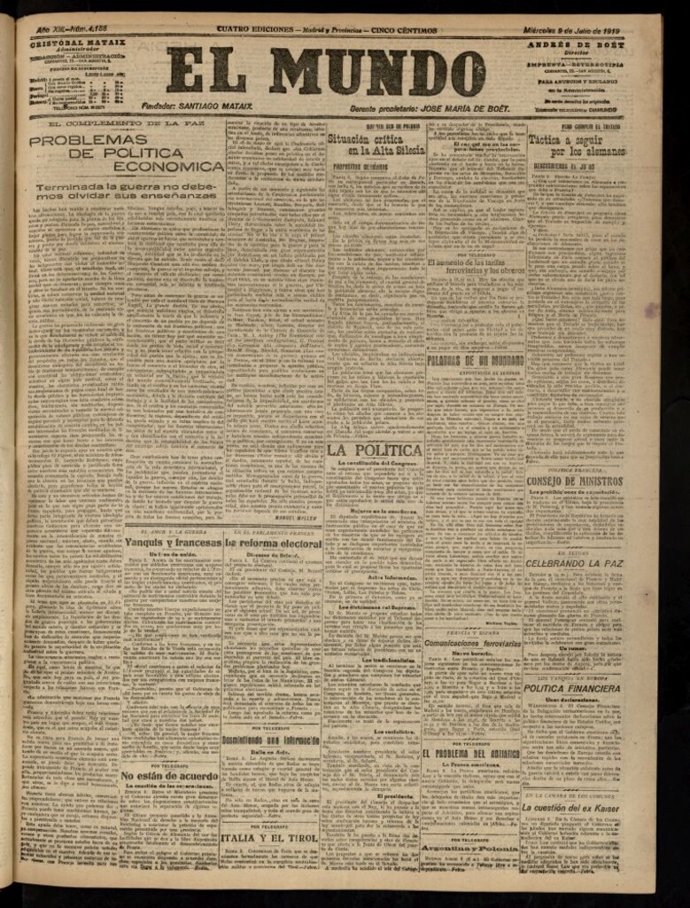 Miniatura de El Mundo del 9 de julio de 1919