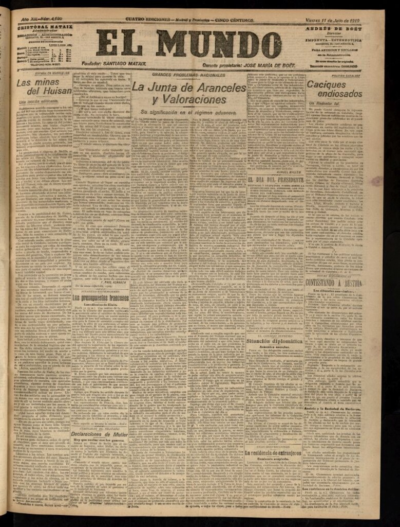 Miniatura de El Mundo del 11 de julio de 1919