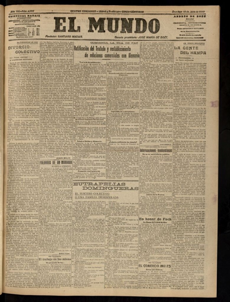 Miniatura de El Mundo del 13 de julio de 1919