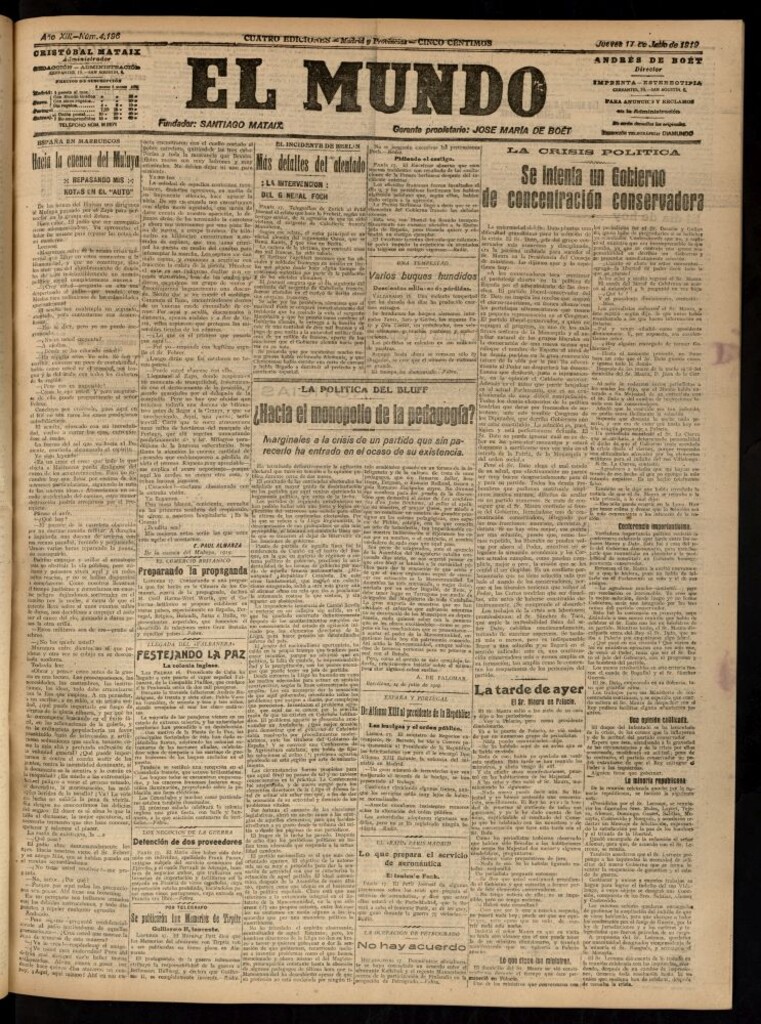 Miniatura de El Mundo del 17 de julio de 1919