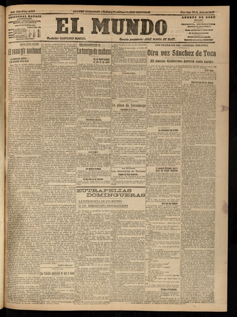 Miniatura de El Mundo del 20 de julio de 1919