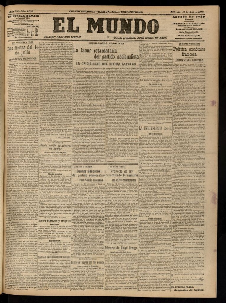 Miniatura de El Mundo del 23 de julio de 1919