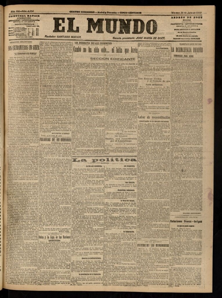 Miniatura de El Mundo del 25 de julio de 1919