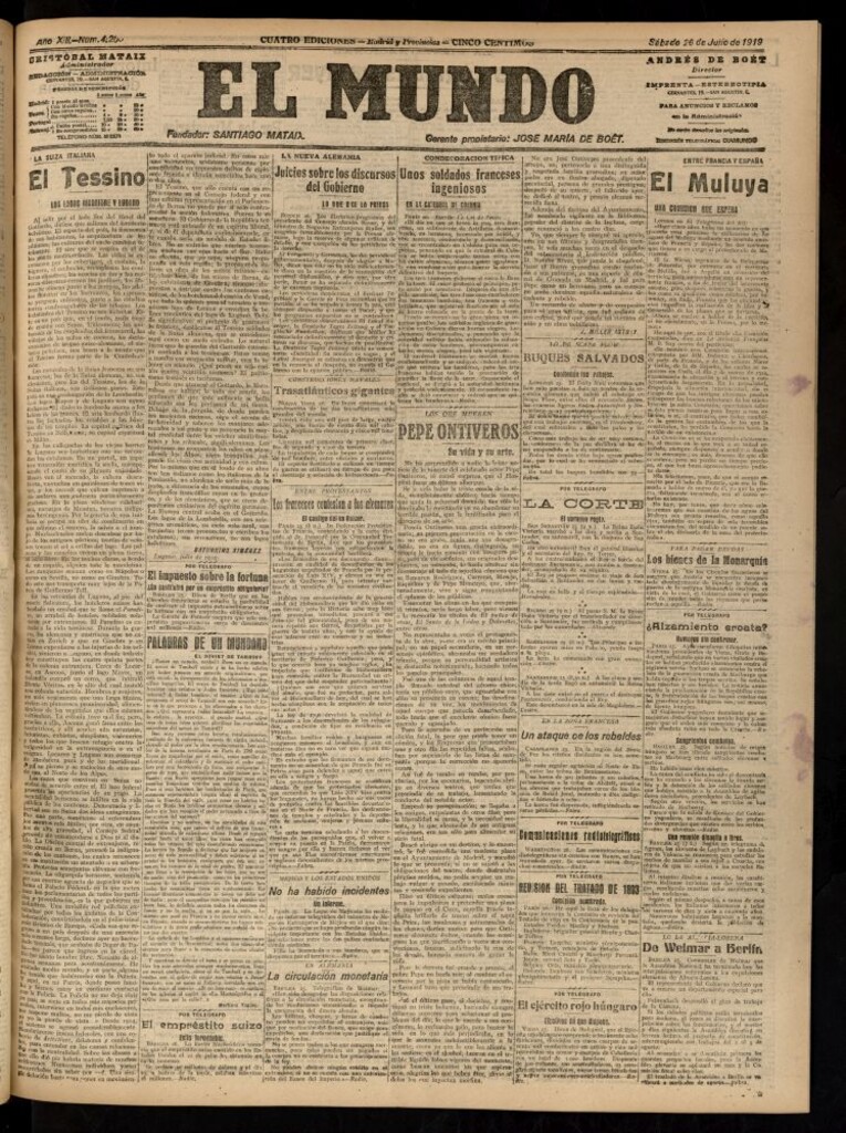 Miniatura de El Mundo del 26 de julio de 1919
