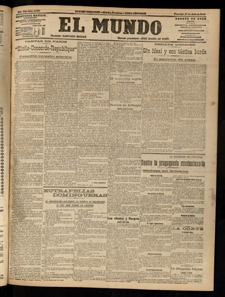 Miniatura de El Mundo del 27 de julio de 1919