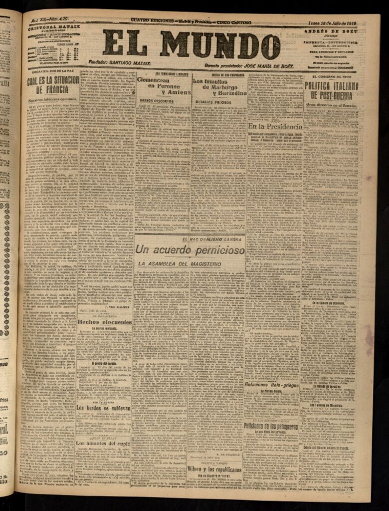 Miniatura de El Mundo del 28 de julio de 1919