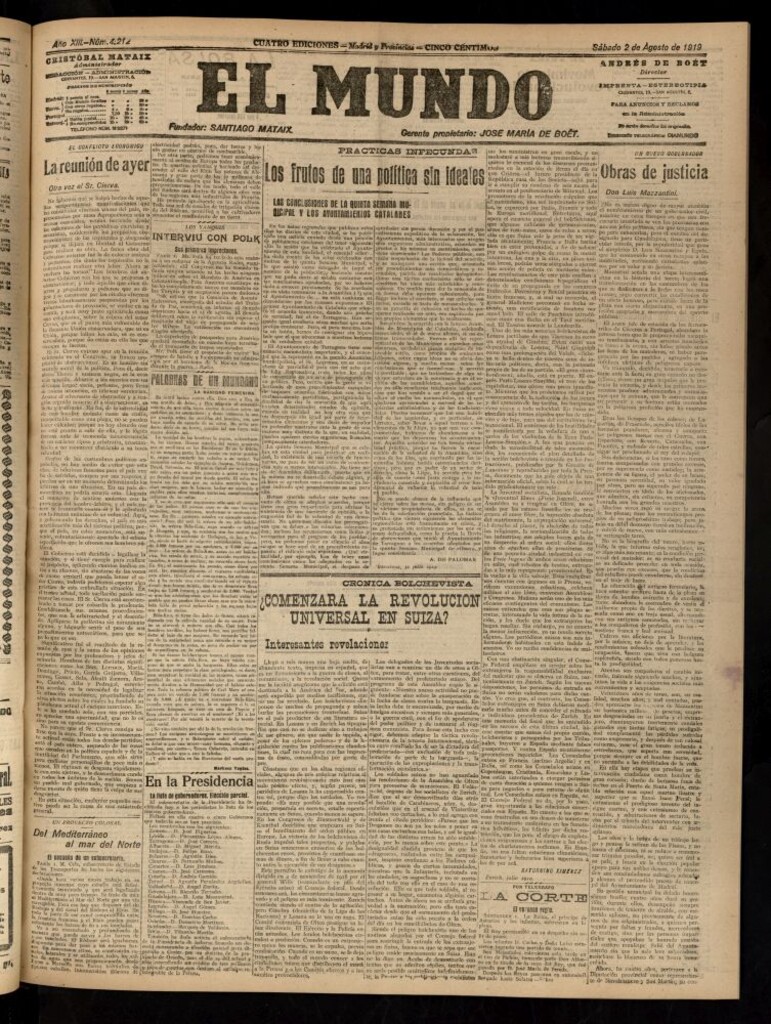 Miniatura de El Mundo del 2 de agosto de 1919