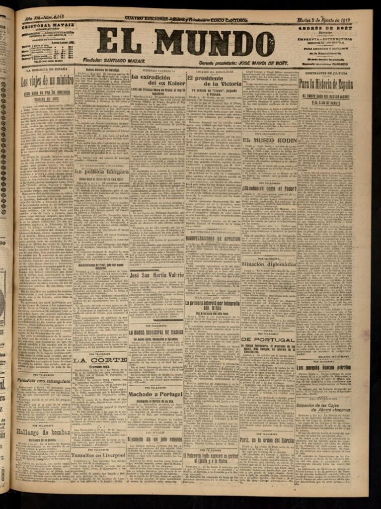 Miniatura de El Mundo del 5 de agosto de 1919