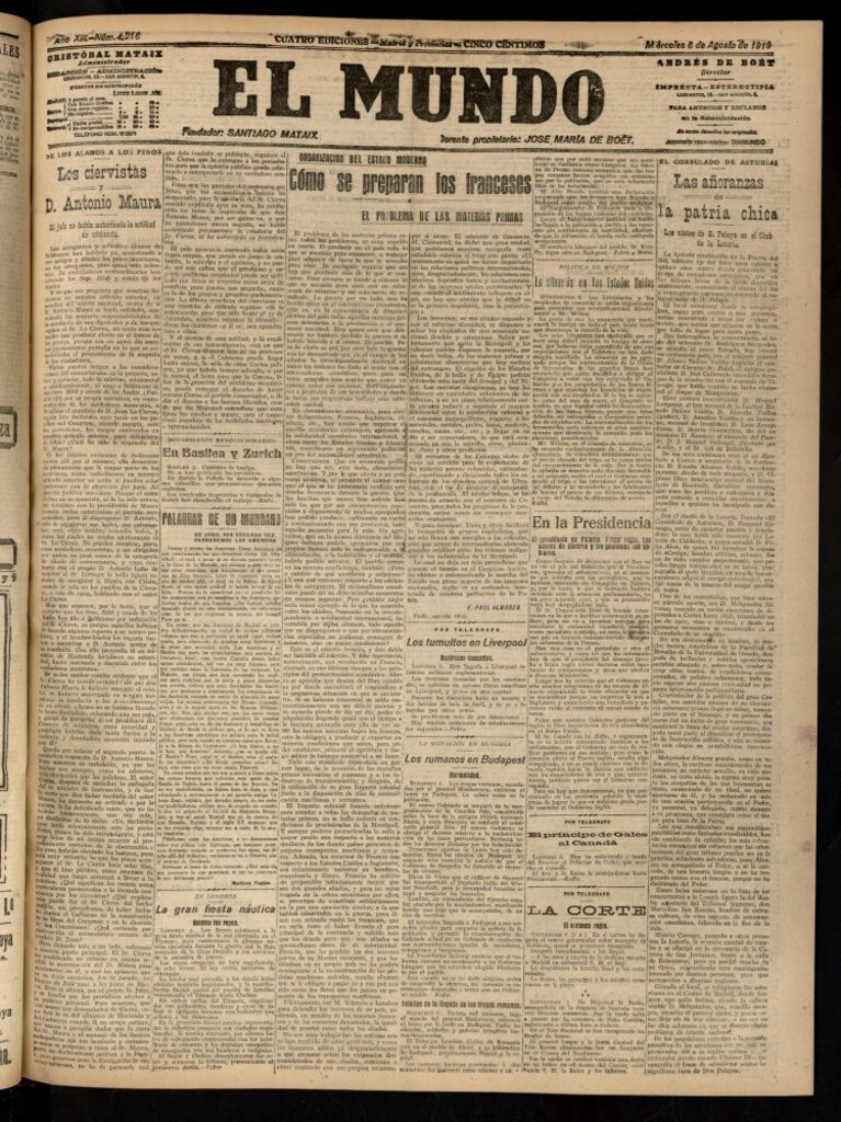 Miniatura de El Mundo del 6 de agosto de 1919