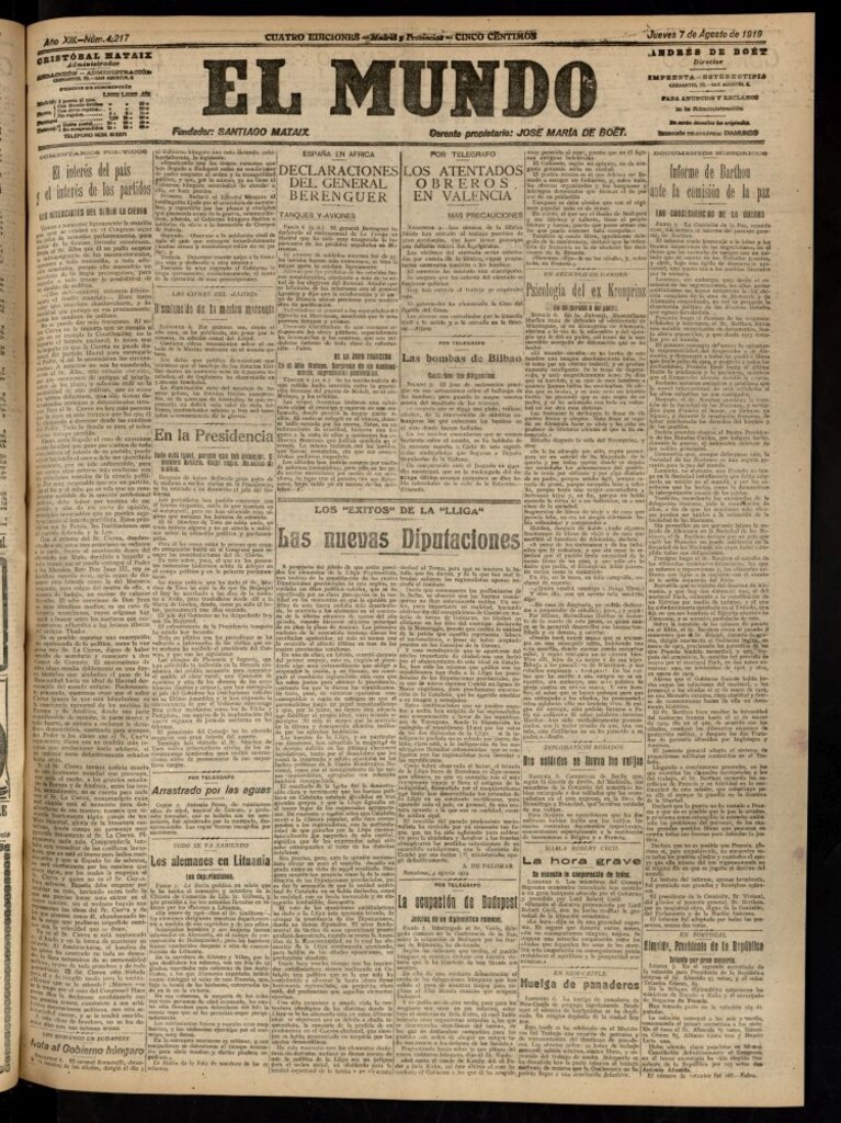 Miniatura de El Mundo del 7 de agosto de 1919