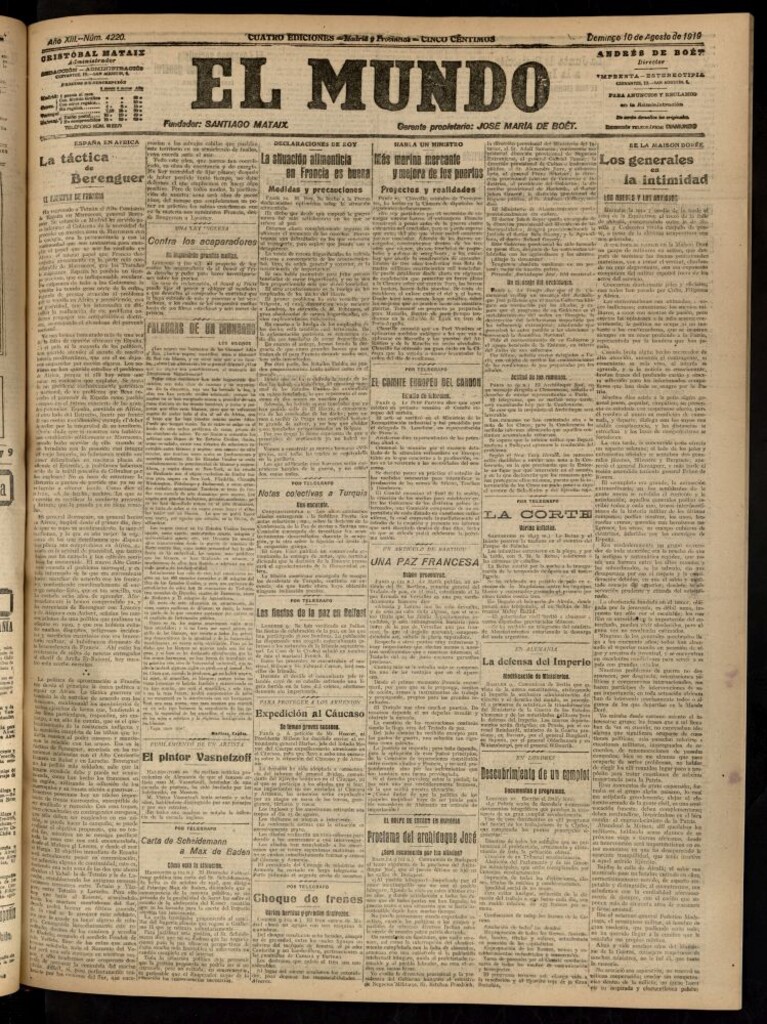 Miniatura de El Mundo del 10 de agosto de 1919