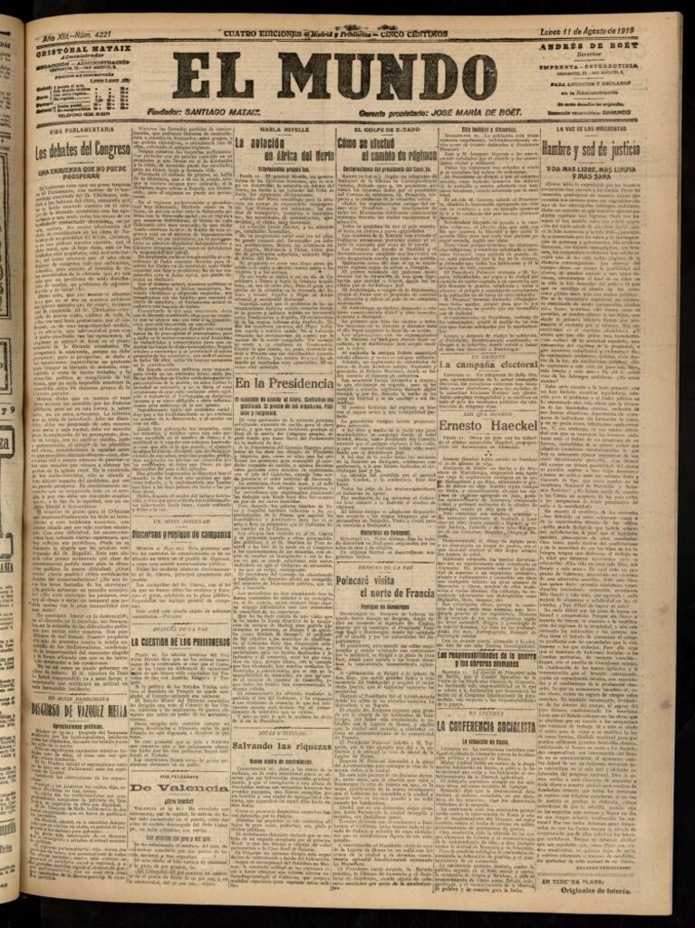 Miniatura de El Mundo del 11 de agosto de 1919