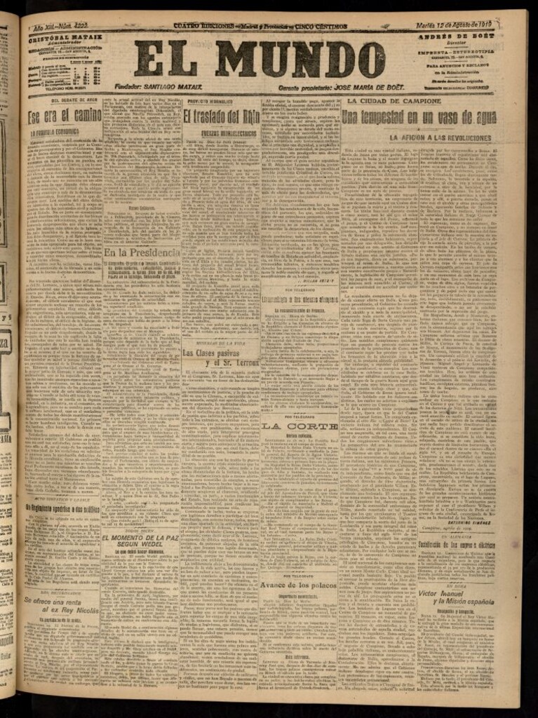 Miniatura de El Mundo del 12 de agosto de 1919
