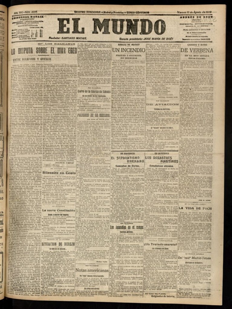 Miniatura de El Mundo del 15 de agosto de 1919