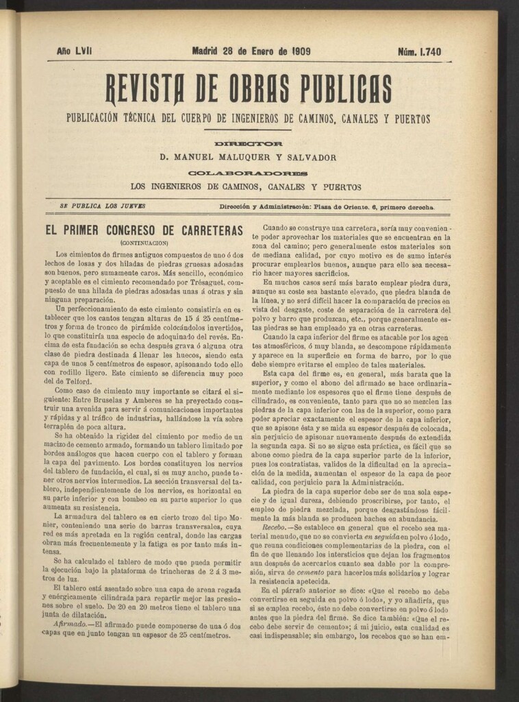 Miniatura de Revista de obras públicas del 28 de enero de 1909