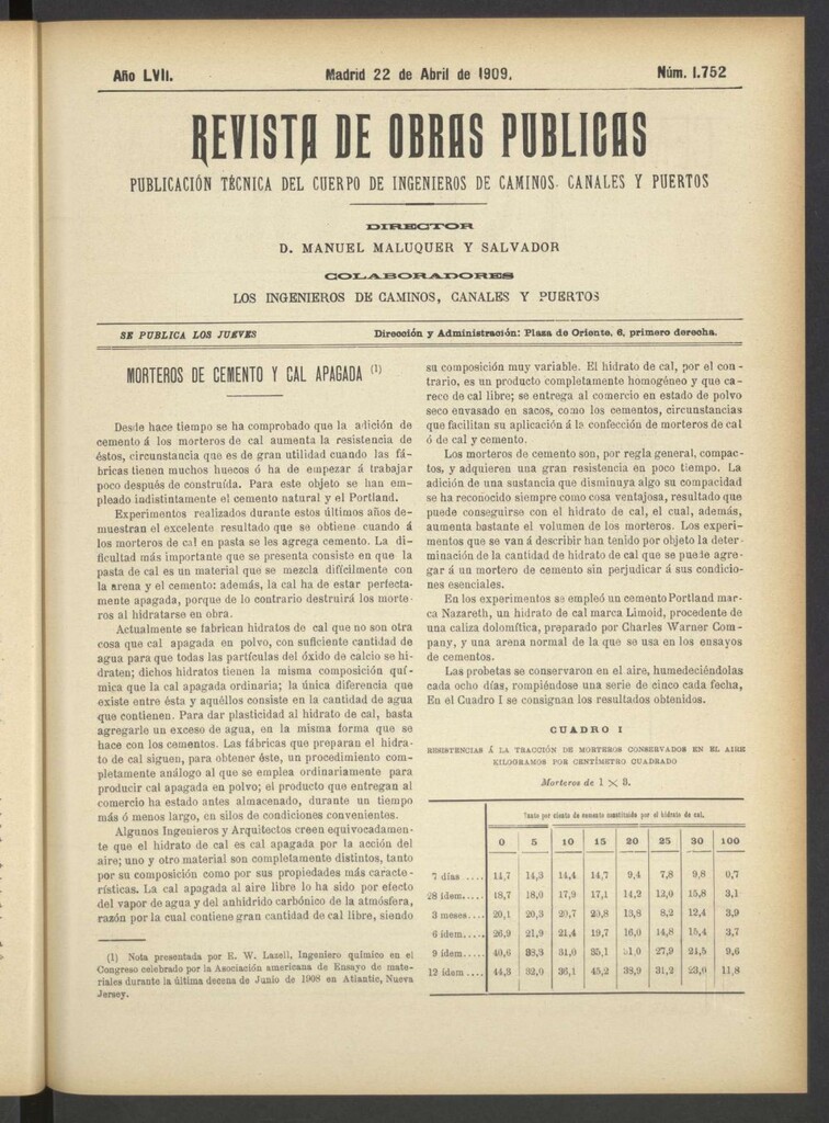 Miniatura de Revista de obras públicas del 22 de abril de 1909