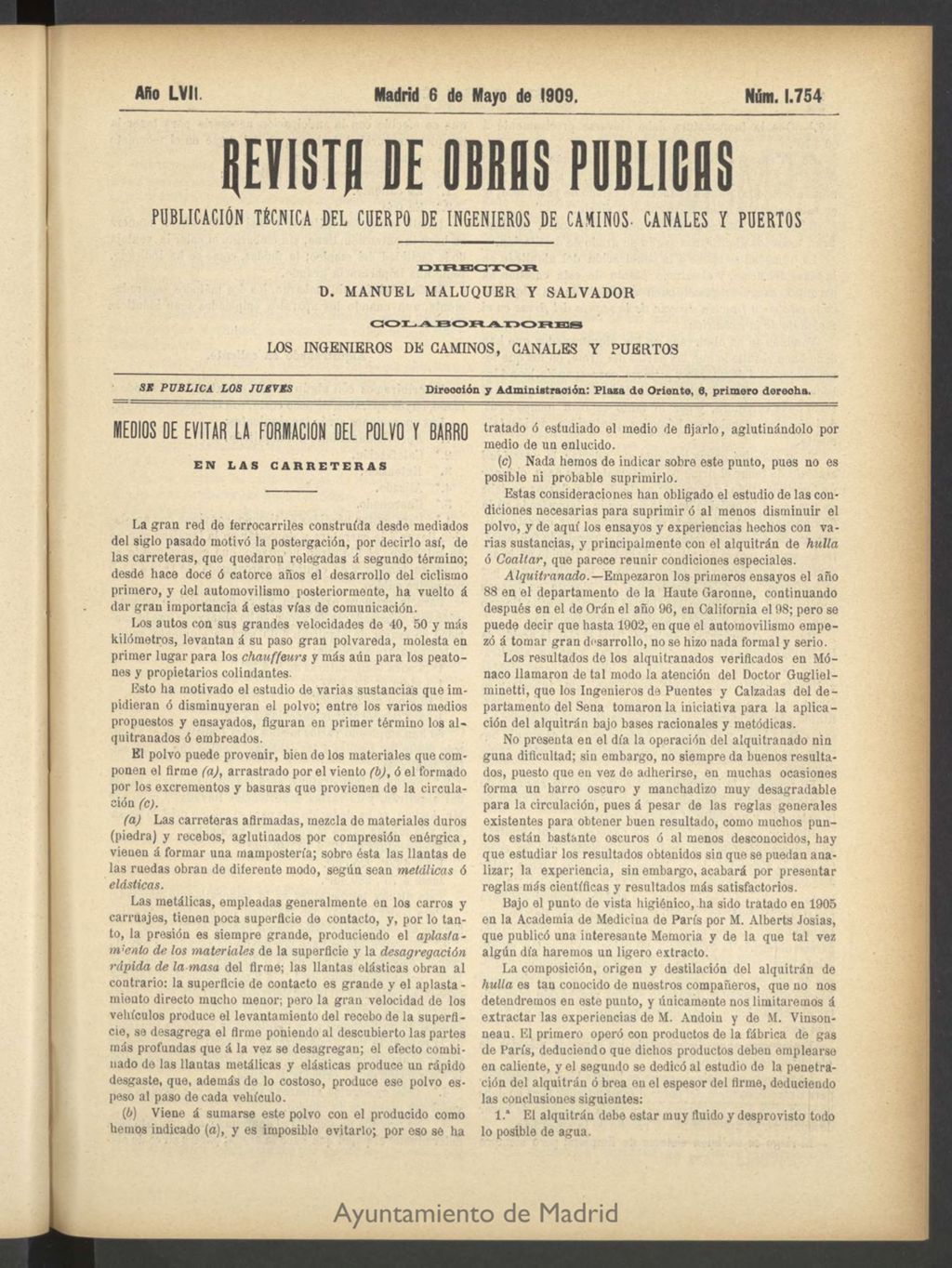 Miniatura de Revista de obras públicas del 6 de mayo de 1909