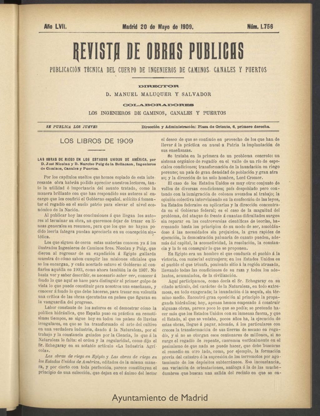 Miniatura de Revista de obras públicas del 20 de mayo de 1909