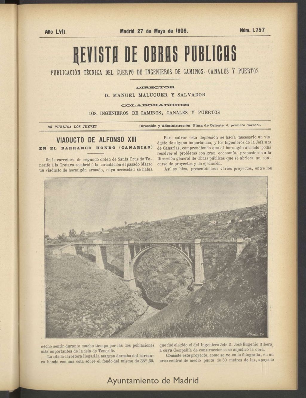 Miniatura de Revista de obras públicas del 27 de mayo de 1909