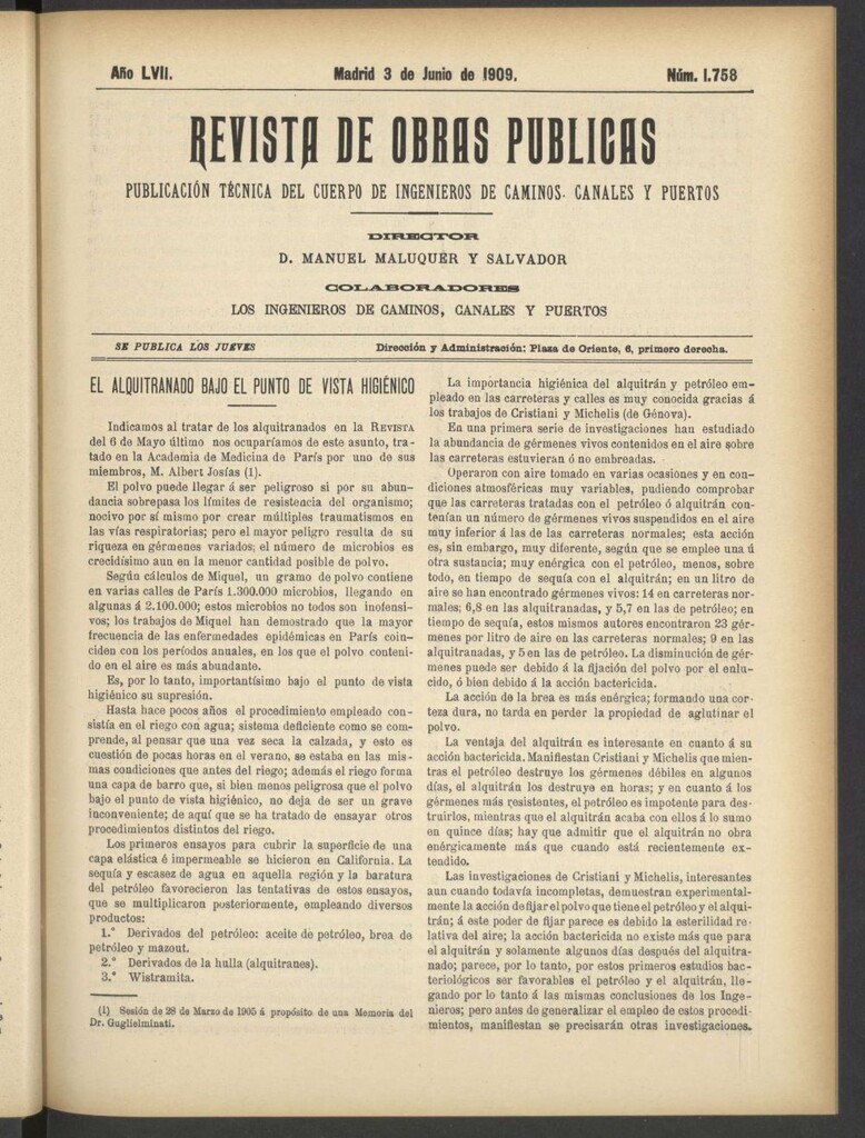 Miniatura de Revista de obras públicas del 3 de junio de 1909