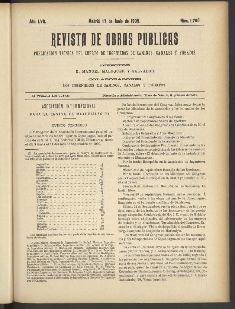 Miniatura de Revista de obras públicas del 17 de junio de 1909