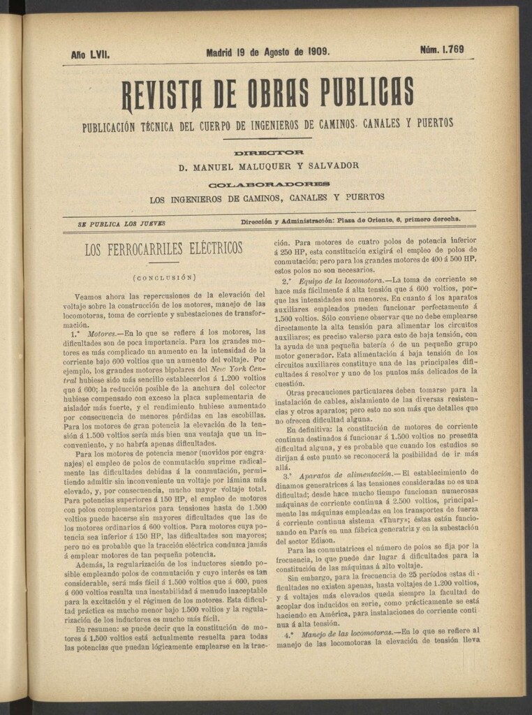 Miniatura de Revista de obras públicas del 19 de agosto de 1909