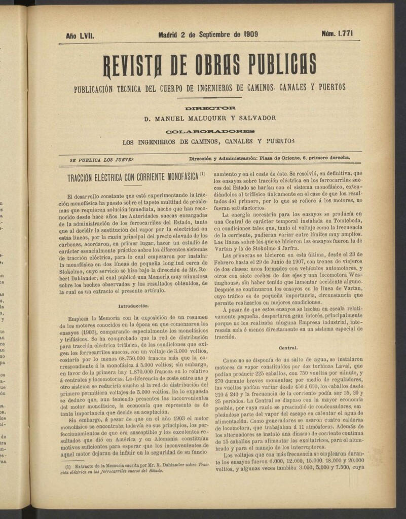 Miniatura de Revista de obras públicas del 2 de septiembre de 1909