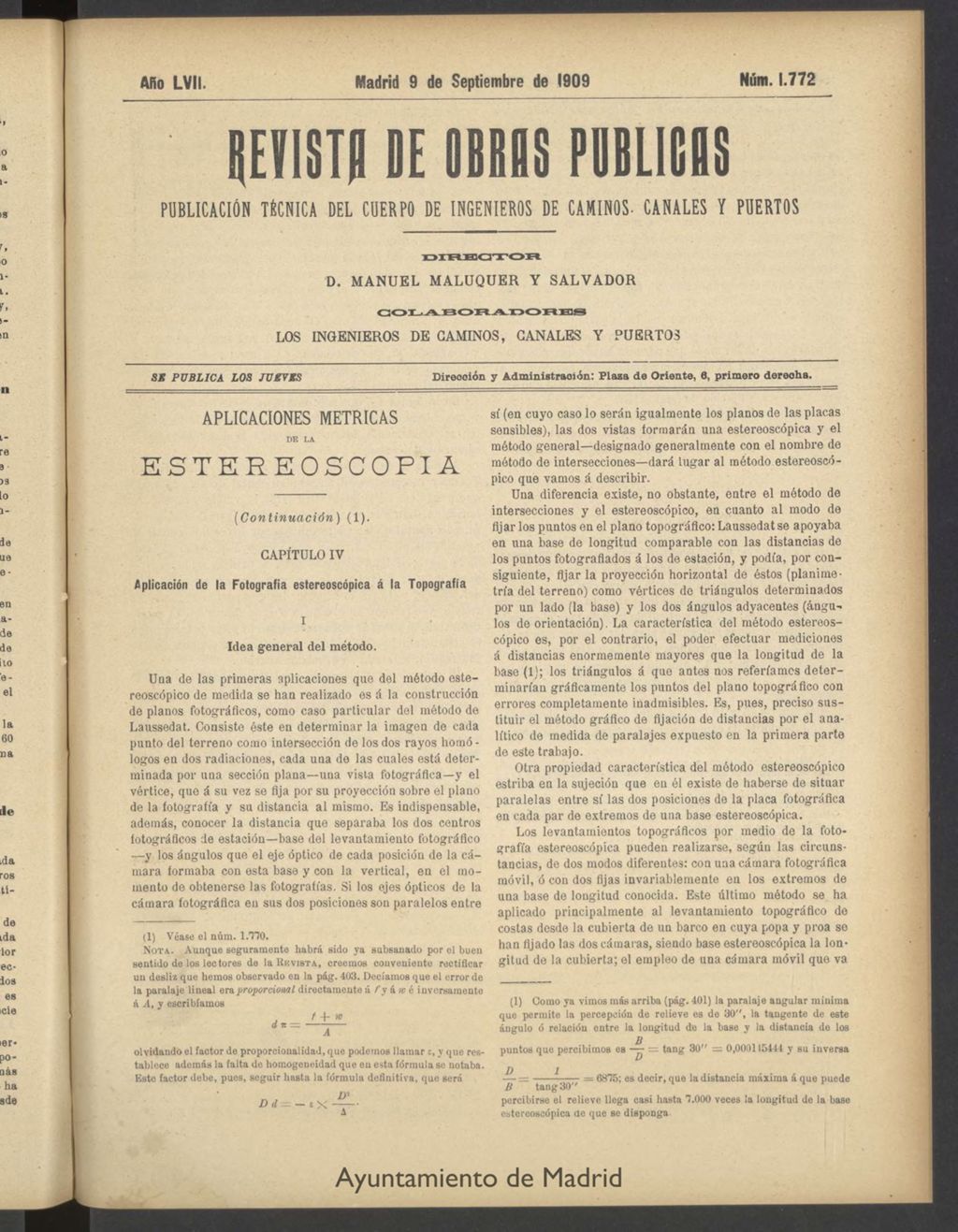 Miniatura de Revista de obras públicas del 9 de septiembre de 1909