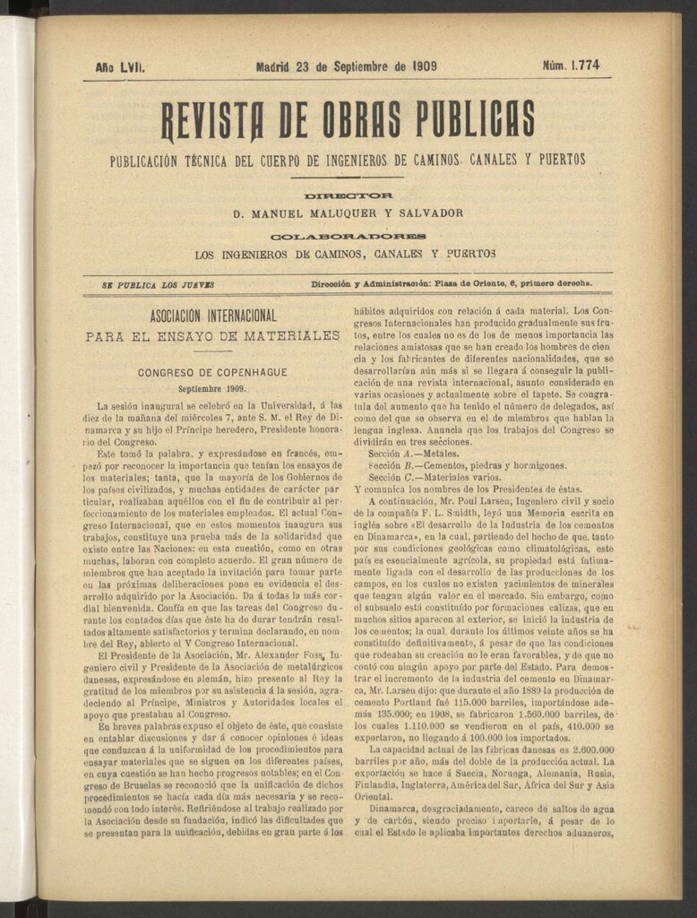 Miniatura de Revista de obras públicas del 23 de septiembre de 1909