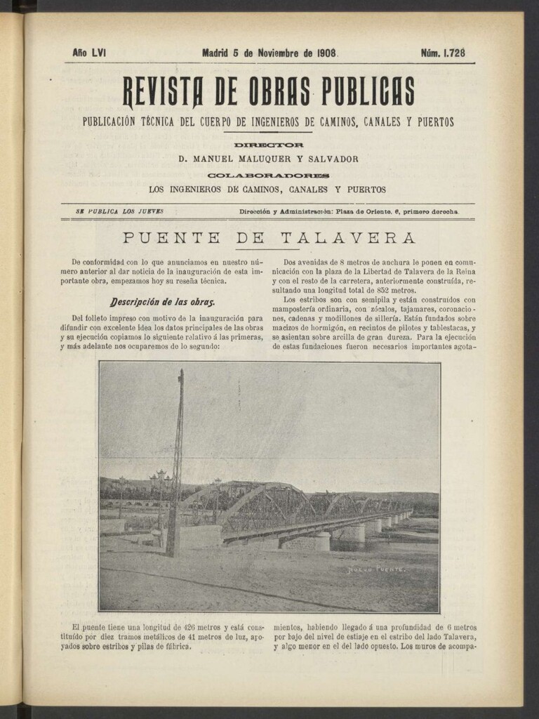 Miniatura de Revista de obras públicas del 5 de noviembre de 1909