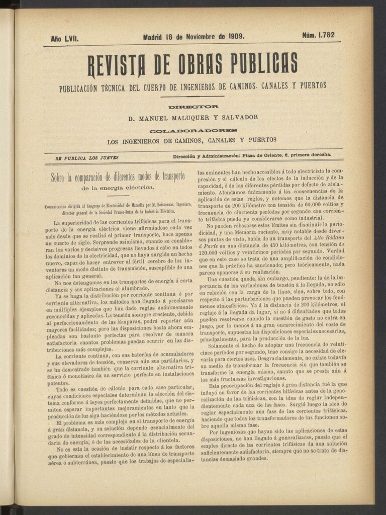 Miniatura de Revista de obras públicas del 18 de noviembre de 1909