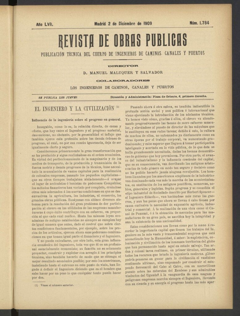 Miniatura de Revista de obras públicas del 2 de diciembre de 1909