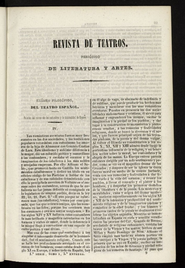 Miniatura de Revista de teatros: periodico semanal de literatura, sátira y bellas artes de 1841, 1ª serie, tomo I, 5ª entrega