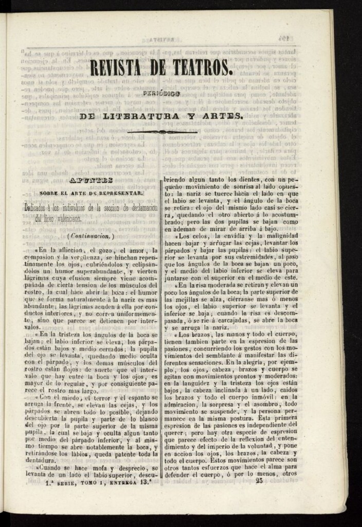 Miniatura de Revista de teatros: periodico semanal de literatura, sátira y bellas artes de 1841, 1ª serie, tomo I, 13ª entrega