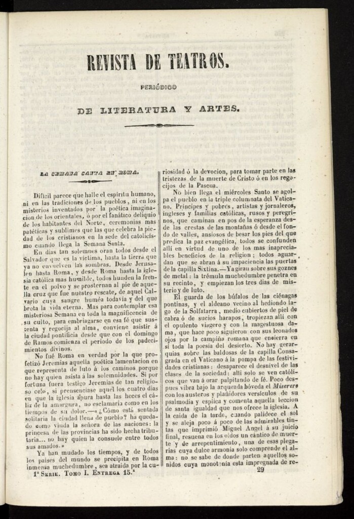 Miniatura de Revista de teatros: periodico semanal de literatura, sátira y bellas artes de 1841, 1ª serie, tomo I, 15ª entrega