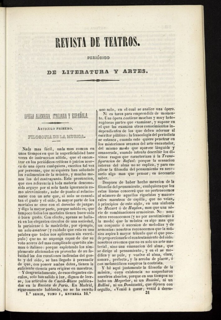 Miniatura de Revista de teatros: periodico semanal de literatura, sátira y bellas artes de 1841, 1ª serie, tomo I,16ª entrega