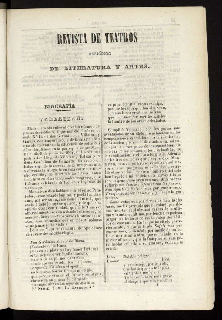 Miniatura de Revista de teatros: periodico semanal de literatura, sátira y bellas artes de 1842, 2ª serie, tomo II, 4ª entrega