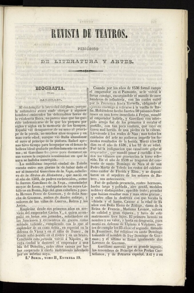 Miniatura de Revista de teatros: periodico semanal de literatura, sátira y bellas artes de 1842, 2ª serie, tomo II, 19ª entrega