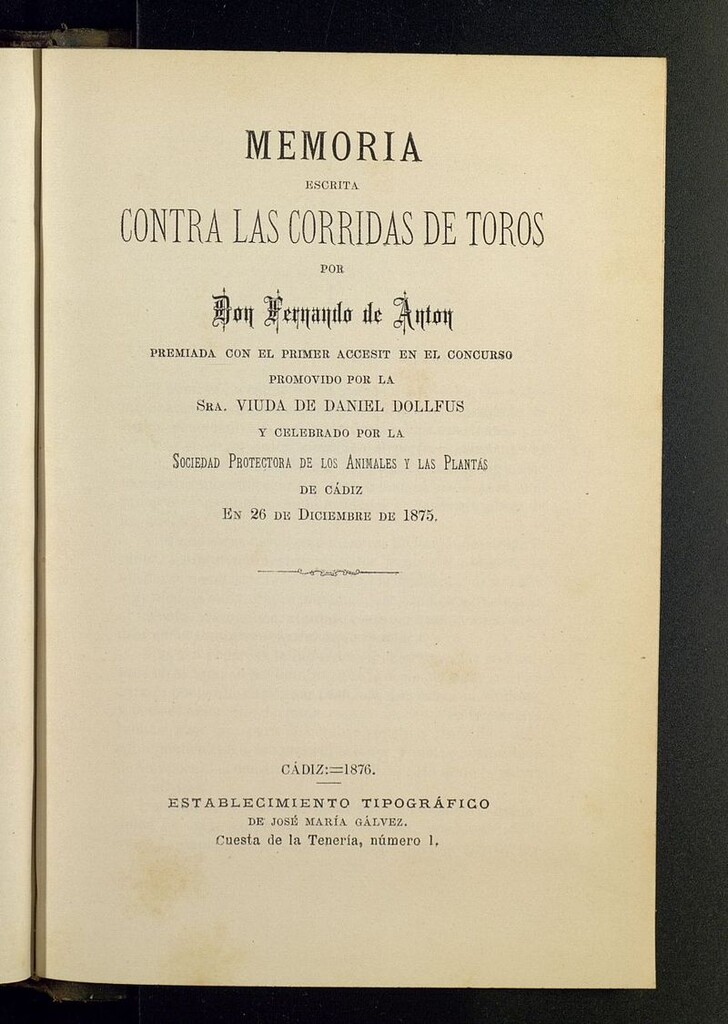 Miniatura de Boletín de la Sociedad Protectora de los Animales y las plantas de Cádiz del 26 de diciembre de 1875, tomo II
