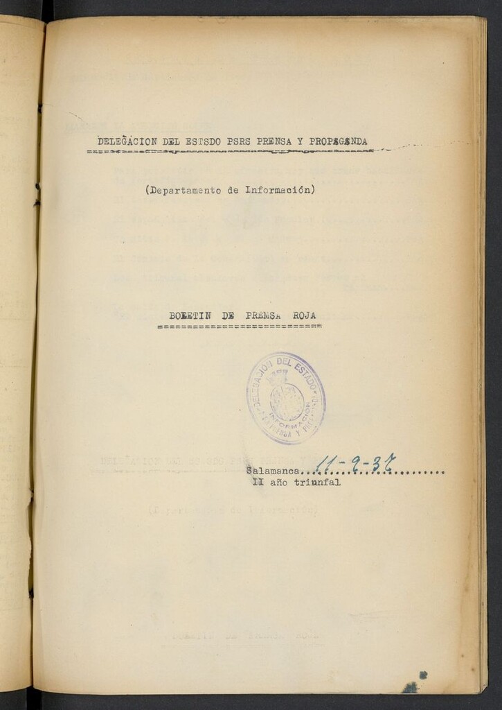 Miniatura de Boletín de Prensa Roja del 11 de septiembre de 1937